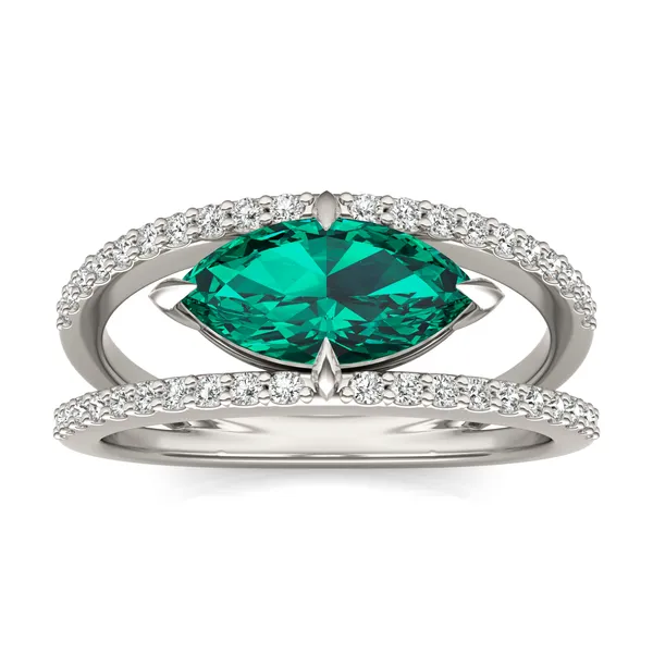 Marquise Split Shank Emerald Ring