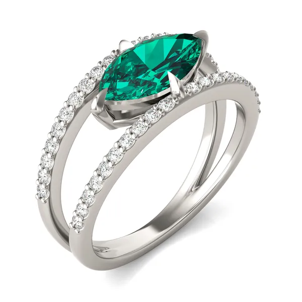 Marquise Split Shank Emerald Ring