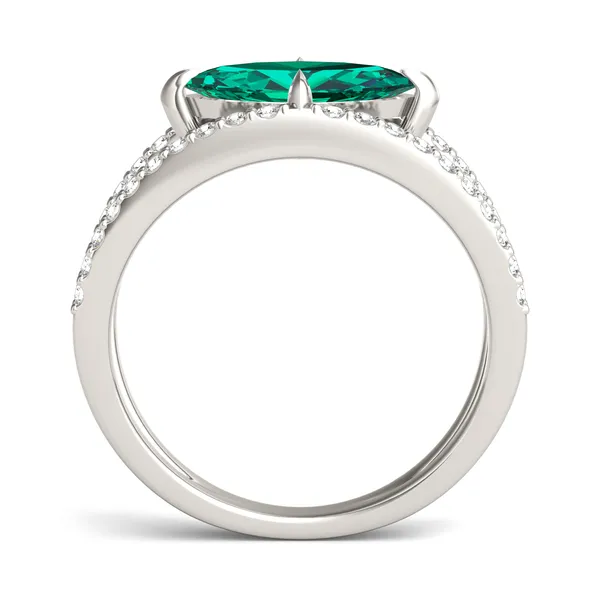 Marquise Split Shank Emerald Ring