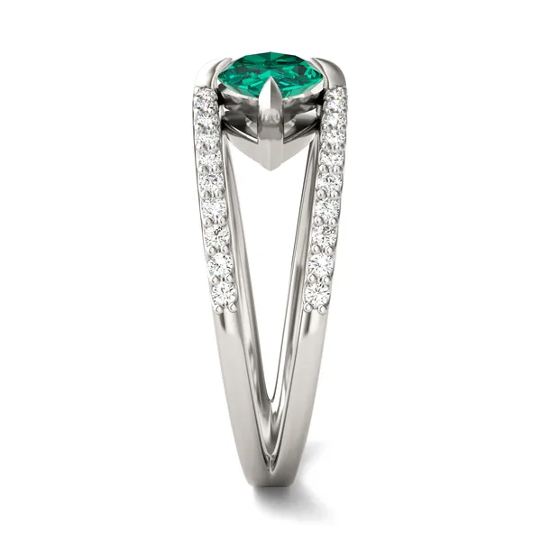 Marquise Split Shank Emerald Ring
