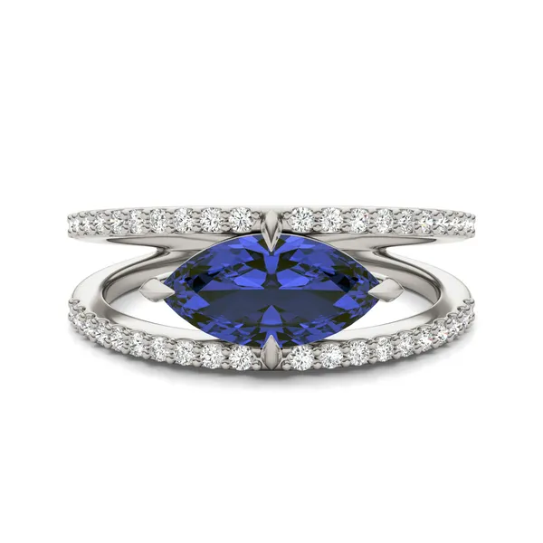 Marquise Split Shank Sapphire Ring