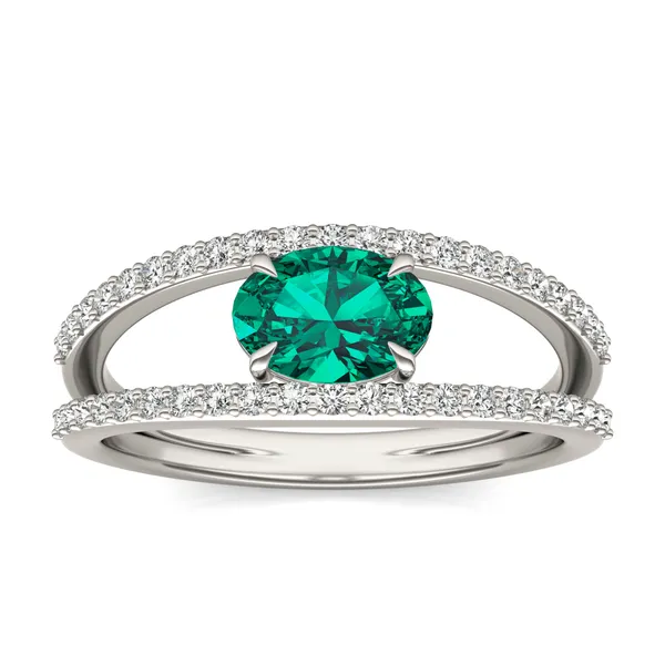Oval Split Shank Emerald Ring