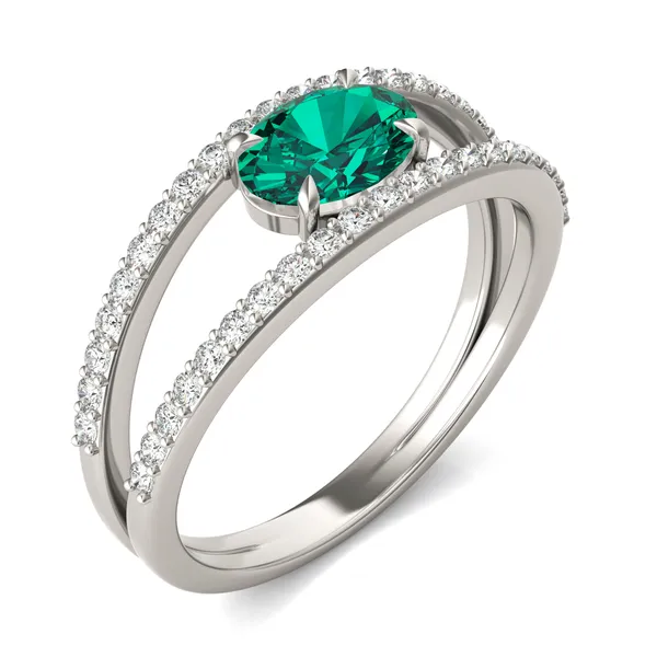 Oval Split Shank Emerald Ring