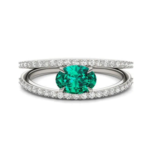 Oval Split Shank Emerald Ring