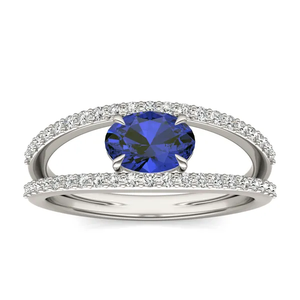Oval Split Shank Sapphire Ring