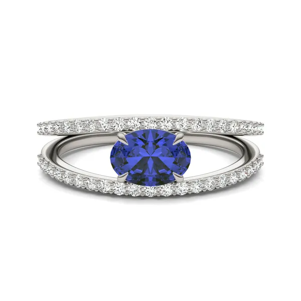 Oval Split Shank Sapphire Ring