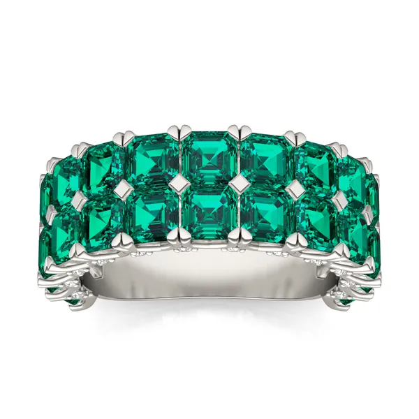 Emerald Double Row Voyager Ring