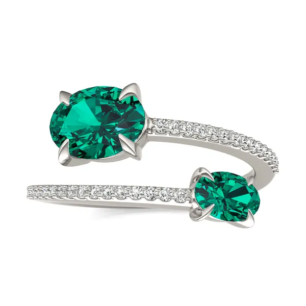 Emerald Tipped Oval Open Wrap Ring