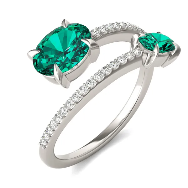 Emerald Tipped Oval Open Wrap Ring