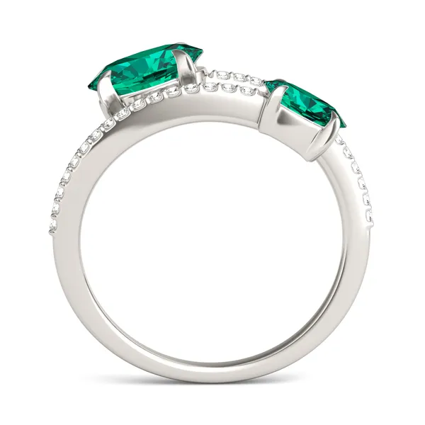 Emerald Tipped Oval Open Wrap Ring