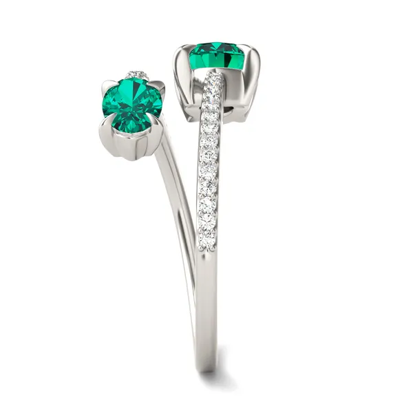 Emerald Tipped Oval Open Wrap Ring