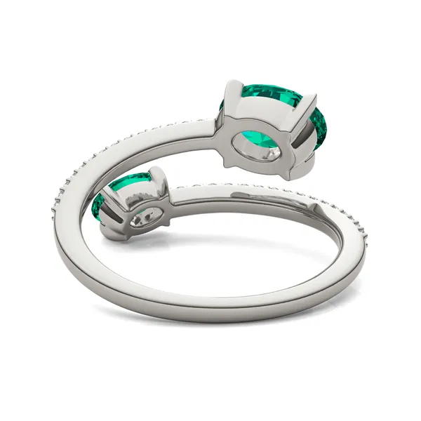 Emerald Tipped Oval Open Wrap Ring