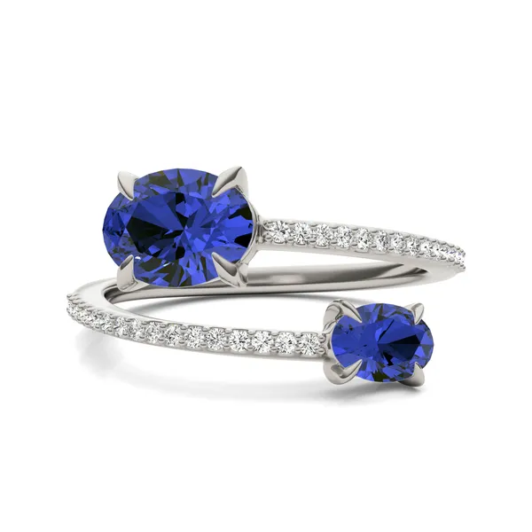 Sapphire Tipped Oval Open Wrap Ring