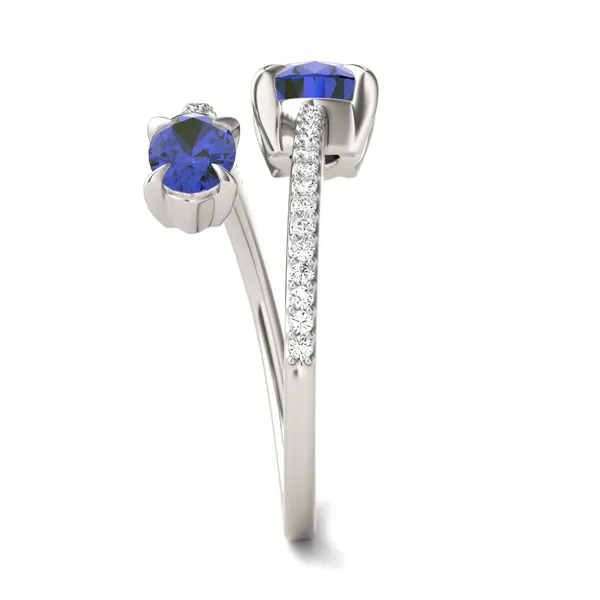 Sapphire Tipped Oval Open Wrap Ring