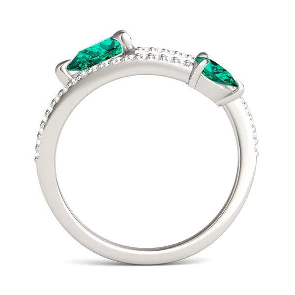 Emerald Tipped Pear Open Wrap Ring