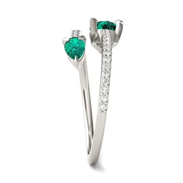 Emerald Tipped Pear Open Wrap Ring
