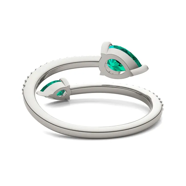 Emerald Tipped Pear Open Wrap Ring