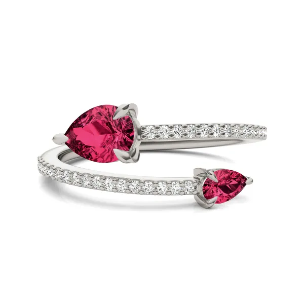 Ruby Tipped Pear Open Wrap Ring