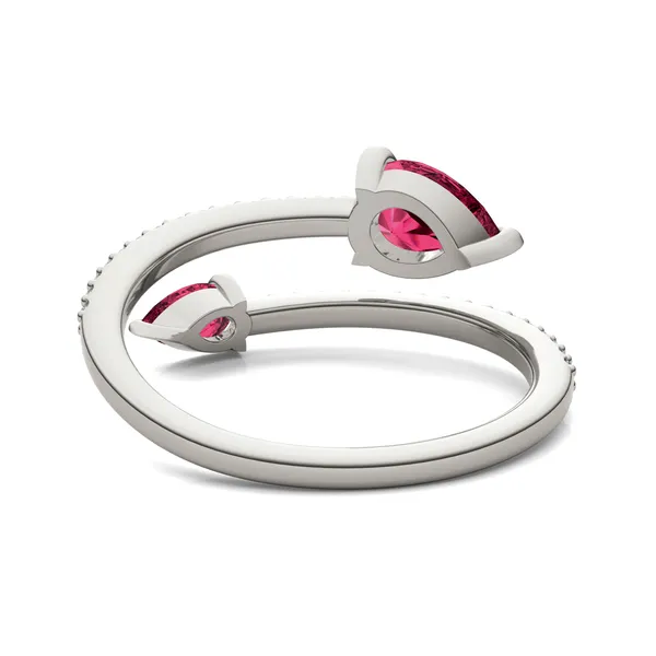 Ruby Tipped Pear Open Wrap Ring