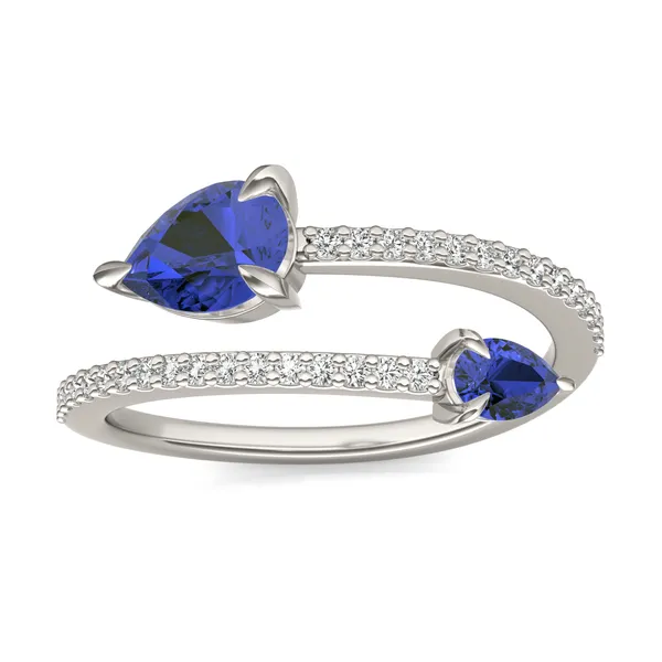 Sapphire Tipped Pear Open Wrap Ring
