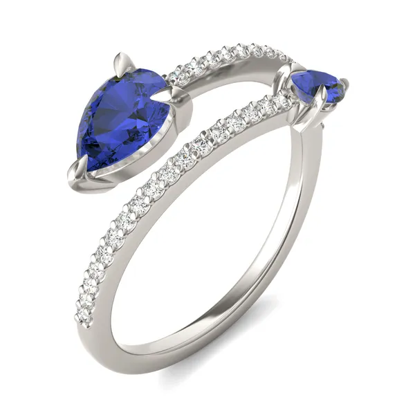 Sapphire Tipped Pear Open Wrap Ring