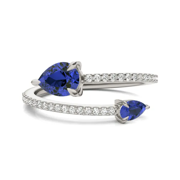 Sapphire Tipped Pear Open Wrap Ring