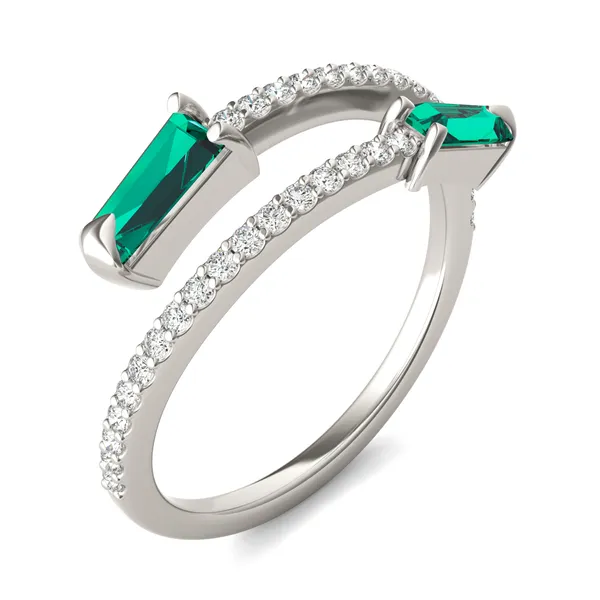 Emerald Tipped Baguette Open Wrap Ring