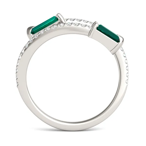 Emerald Tipped Baguette Open Wrap Ring