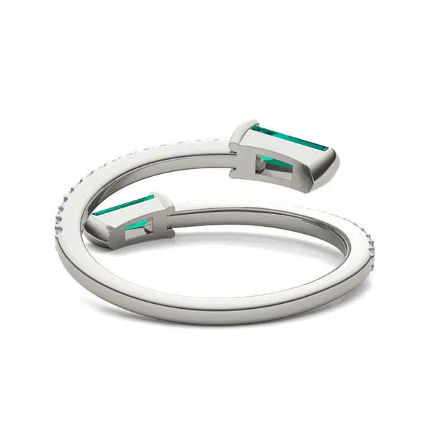 Emerald Tipped Baguette Open Wrap Ring