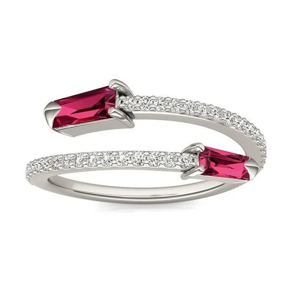 Ruby Tipped Baguette Open Wrap Ring