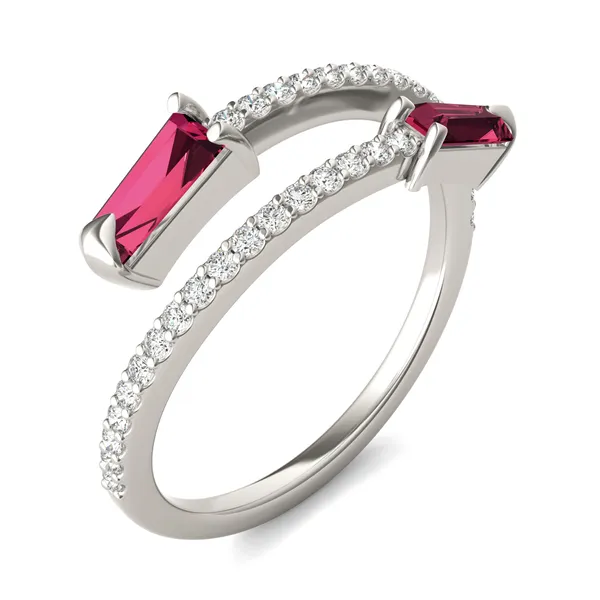 Ruby Tipped Baguette Open Wrap Ring
