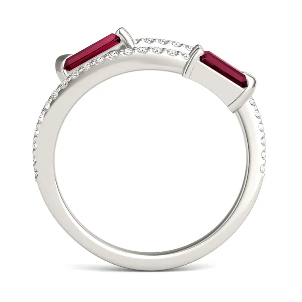 Ruby Tipped Baguette Open Wrap Ring