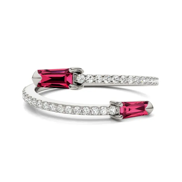 Ruby Tipped Baguette Open Wrap Ring