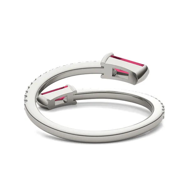 Ruby Tipped Baguette Open Wrap Ring