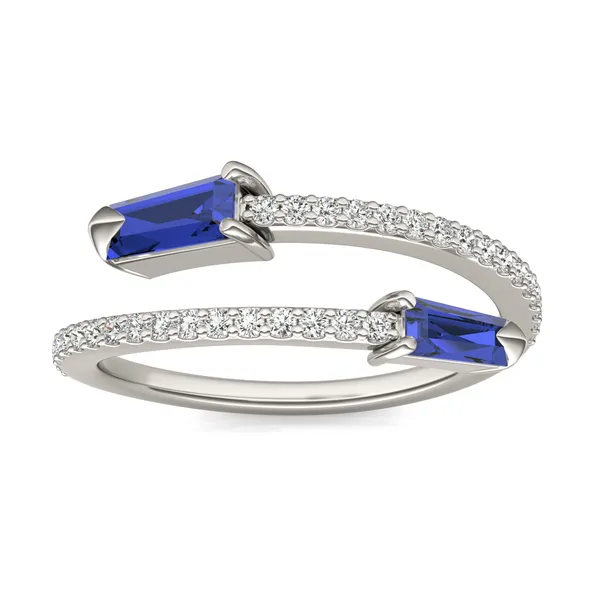 Sapphire Tipped Baguette Open Wrap Ring