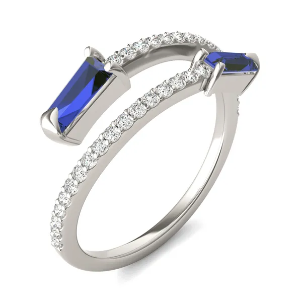 Sapphire Tipped Baguette Open Wrap Ring