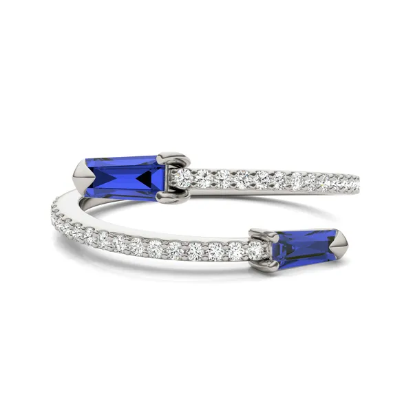 Sapphire Tipped Baguette Open Wrap Ring