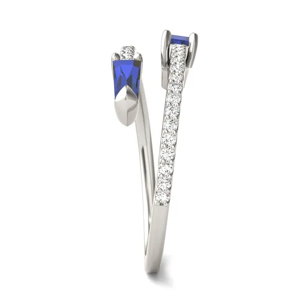 Sapphire Tipped Baguette Open Wrap Ring