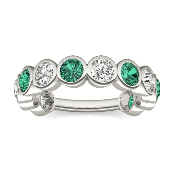 Emerald Alternating Bezel Ring