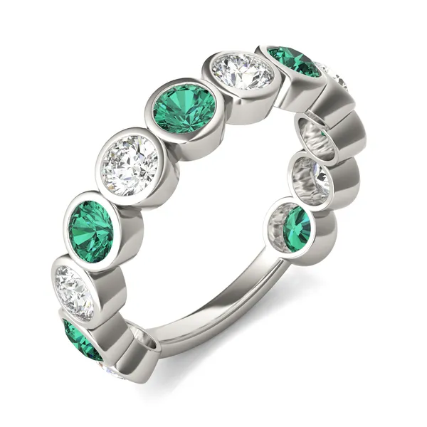 Emerald Alternating Bezel Ring