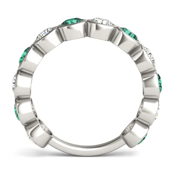 Emerald Alternating Bezel Ring