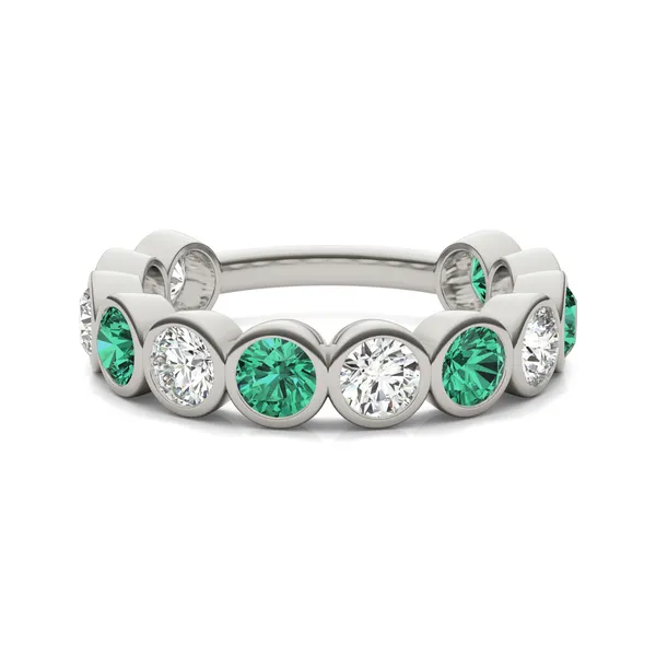 Emerald Alternating Bezel Ring