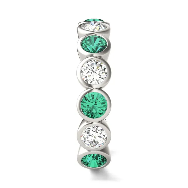 Emerald Alternating Bezel Ring