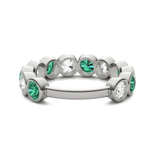 Emerald Alternating Bezel Ring