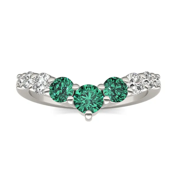 Emerald Three-Stone V Curved Ring