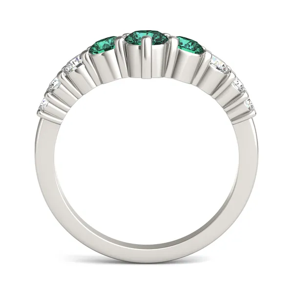 Emerald Three-Stone V Curved Ring