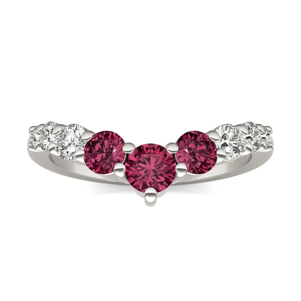 Ruby Three-Stone V Curved Ring