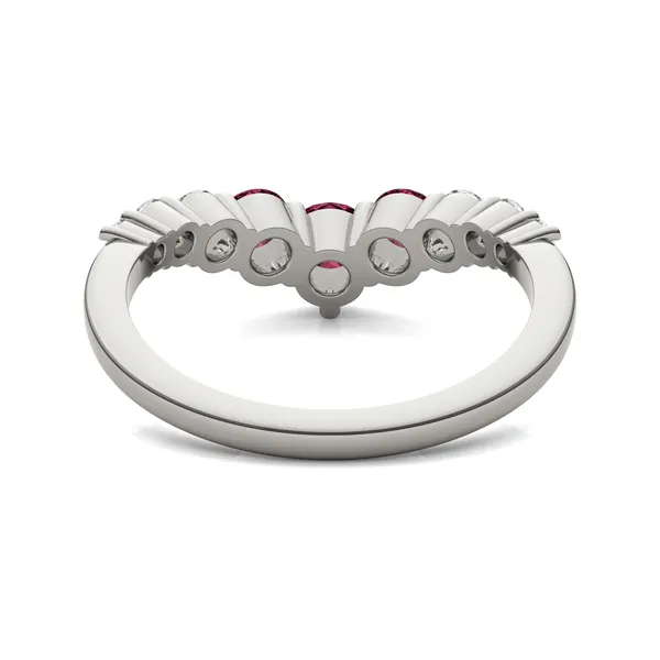 Ruby Three-Stone V Curved Ring