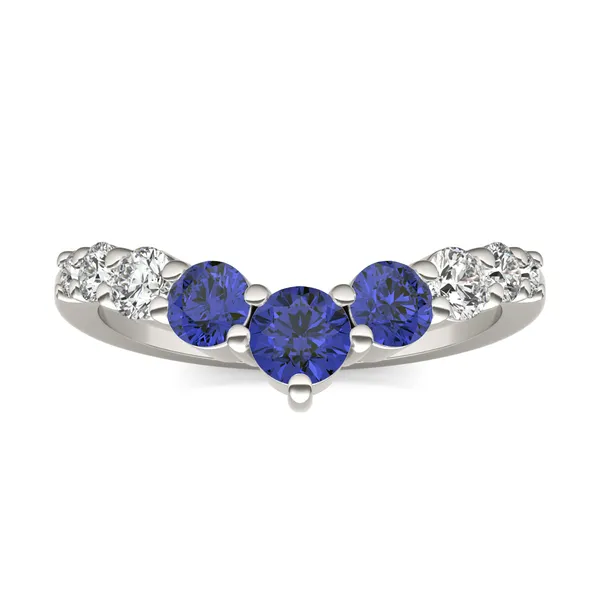 Sapphire Three-Stone V Curved Ring
