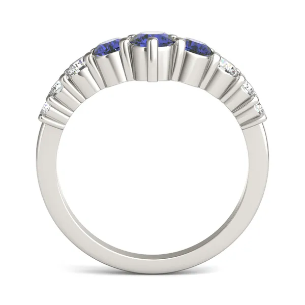 Sapphire Three-Stone V Curved Ring